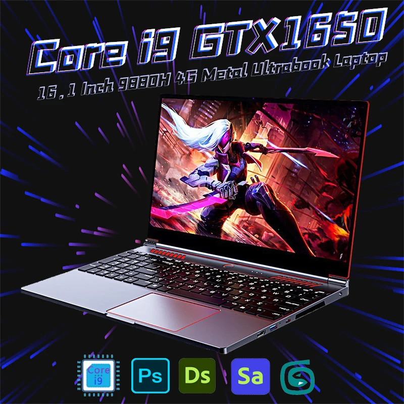 16.1 Inch Gaming Laptop Computer RTX4050 6G Intel Core i9-12900H i9-10885H windows11 RAM Max 64GB DDR4 2*M.2 NVME 4TB SSD WiFi